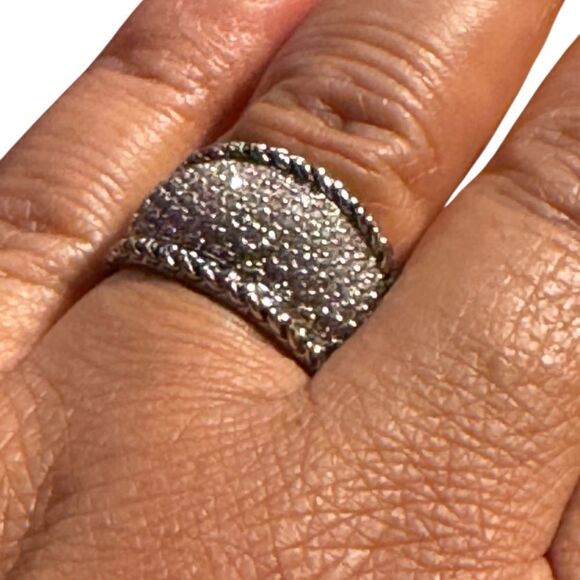 Macy’s Cubic Zirconia Sterling Silver Pave Statement Ring size 7 - Picture 7 of 7